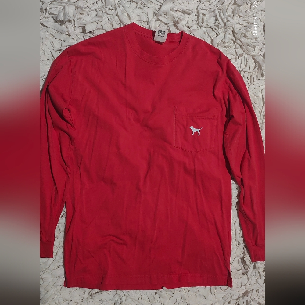 Red Long Sleeve Shirt with Logo